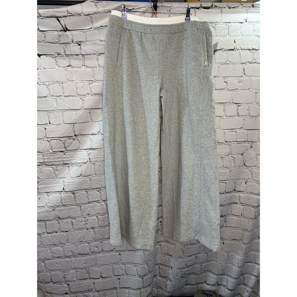 Women's French Terry Wide Leg Sweatpants - JoyLab Heathered Gray L - Picture 4 of 7